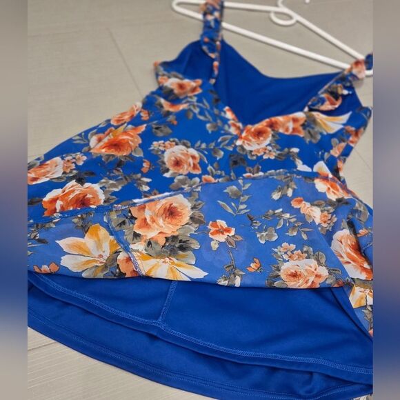 Altar'd State Spaghetti strap Floral Blue mini Dress. - Picture 3 of 4